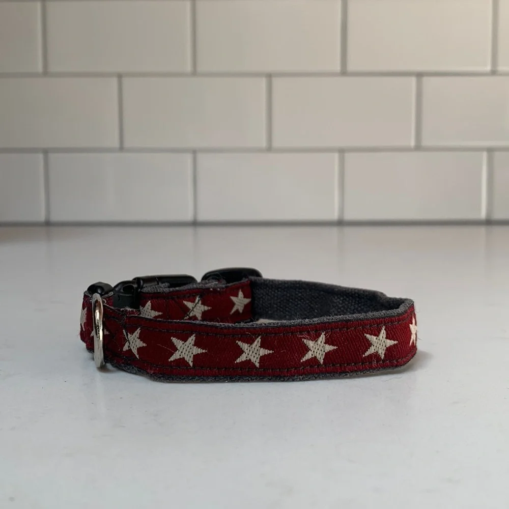 Burgundy Star Dog Collar